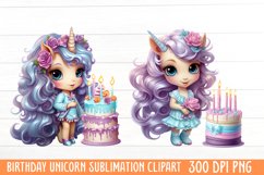 Birthday Unicorn Sublimation Clipart Product Image 1