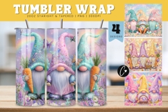 Easter Gnome Tumbler Wrap PNG - 4 Variations Product Image 1