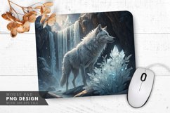 Majestic Wolf Among Ice Crystals Mouse Pad PNG Design Product Image 1