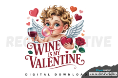 Retro Cupid Valentine Blowing Bubble Sublimation PNG Product Image 1