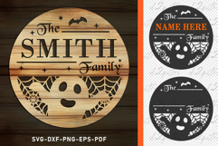 Halloween Door Hanger Sign SVG, Family Monogram SVG Cut File Product Image 1