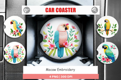 Car Coaster Macaw Embroidery Product Image 1