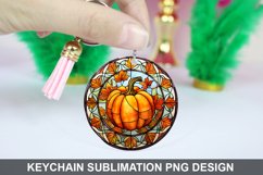 Pumpkin Keychain Sublimation, Round Keychain PNG Design Product Image 1