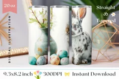 Easter Tumbler Sublimation PNG, Cute Bunny Tumbler Wrap Product Image 1