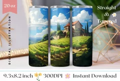 Summer Tumbler Wrap Design, Cute Vineyard Tumbler Design Product Image 1