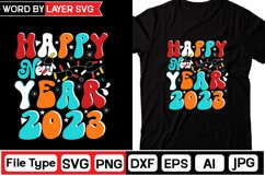 Happy New Year 2023 Retro SVG Design Product Image 1