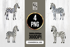 Watercolor Zebra Clipart Sublimation PNG Product Image 1