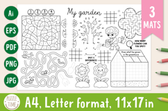 Garden coloring activity play mats. Gardening placemats Product Image 1