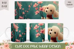 Poodle Mug Design, Poodle Dog Mug PNG, Floral Mug Template Product Image 1