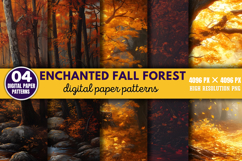 Enchanted Fall Forest Digital Paper Bundle PNG Product Image 2