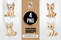 Cute Baby Lynx Wild Cat Clipart Sublimation PNG Product Image 1