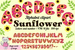 Summer Sunflower Doodle Alphabet Sublimation png Product Image 1