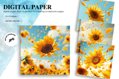 Sunflower Background Wallpaper Digital Paper Wall Art Product Image 1