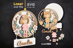 Girl Baby Name Sign SVG laser cut file for Glowforge Product Image 2