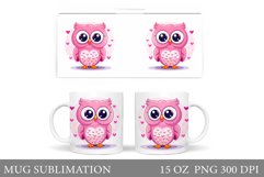 Cute Owl Mug Design. Valentine Mug Wrap Template Product Image 1