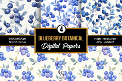 Blueberry Botanical Digital Paper Product Image 1