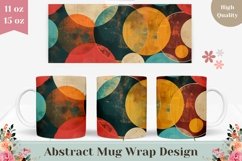 Retro Mug Wrap Design, Circles Mug Sublimation Design Product Image 1