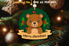 Bear Christmas Ornament SVG laser cut file for Glowforge Product Image 1