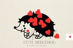 Hedgehog SVG with Hearts - Hedgehog Cut File, Woodland SVG Product Image 1