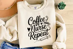 Coffee Nurse Repeat svg | Svg Cut Files | Shirt Svg Product Image 2