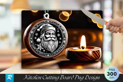 Vintage Santa Claus Walnut Cutting Board PNG Design Product Image 1
