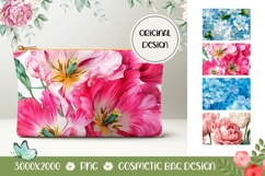 Blue Hydrangea Cosmetic Bag, Flowers Cosmetic Bag Print Product Image 1