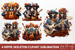 Hippie Skeleton Clipart Sublimation Clipart Product Image 1