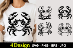Cute Kawaii Crab SVG PNG Product Image 1