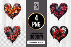 Floral Heart Lily Illustration Clipart PNG Product Image 1