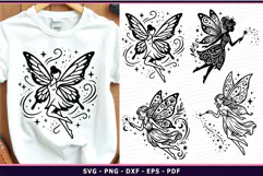 Fairy silhouettes SVG, Line art Fairytale SVG Product Image 1