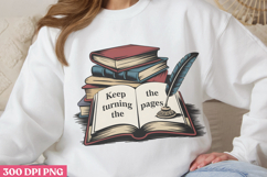 Keep turning the pages PNG, Book Reader Sublimation PNG Product Image 1