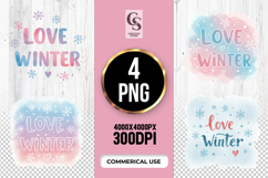 Love Winter Watercolor Text Clipart Sublimation PNG Product Image 1