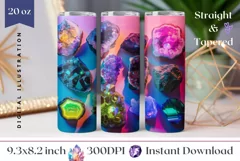 Gemstones Tumbler Wrap Design, Neon Tumbler Sublimation Product Image 1