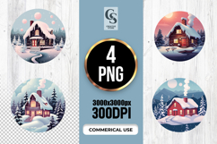 Winter Snow Cabin House Sublimation SVG PNG Product Image 1