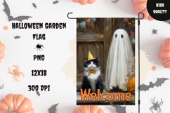 Cute Halloween Cat Garden Flag, Welcome Garden Flag Print Product Image 1