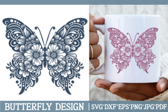 Butterfly Silhouette SVG Cut File. Flower Butterfly PNG. Product Image 1