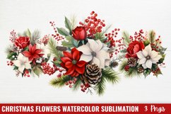 Christmas Flowers Watercolor Clipart Product Image 1