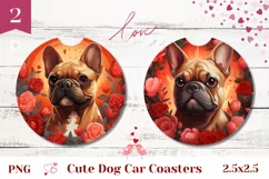 French Bulldog Car Coaster Design, Cute Bulldog Sublimation Product Image 1