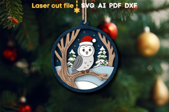 Christmas Ornament Owl SVG laser cut file for Glowforge Product Image 1