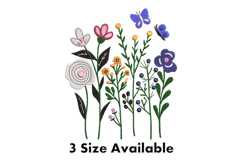 Butterfly &amp; Wildflower Garden Embroidery Design Product Image 1