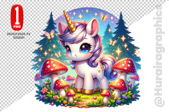 Cute Unicorn Clipart - PNG File Product Image 2