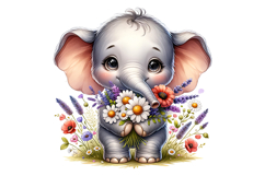 Cute Elephant Clipart - PNG File Product Image 1