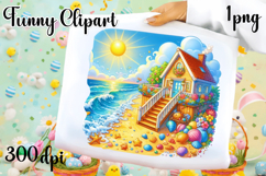Watercolor Sea haus Clipart PNG | Fantasy Ocean haus Product Image 1