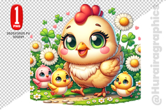 Cute Hen Clipart - PNG File Product Image 1