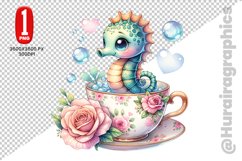 Cute Sea Horse Clipart - PNG File Product Image 1