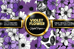 Violet Flower Digital Papers - 04 Variations Product Image 1