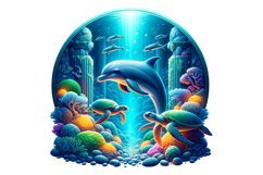 Cute Dolphin Clipart - PNG File Product Image 1