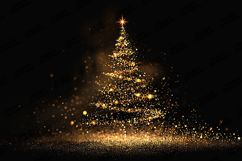 Golden Sparkling Christmas Tree with Glitter Background Product Image 1