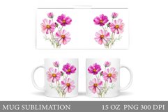 Flowers Mug Sublimation. Summer Mug Wrap Design Product Image 1
