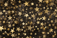 Gold Glitter Stars Seamless Pattern - Black Party Background Product Image 1
